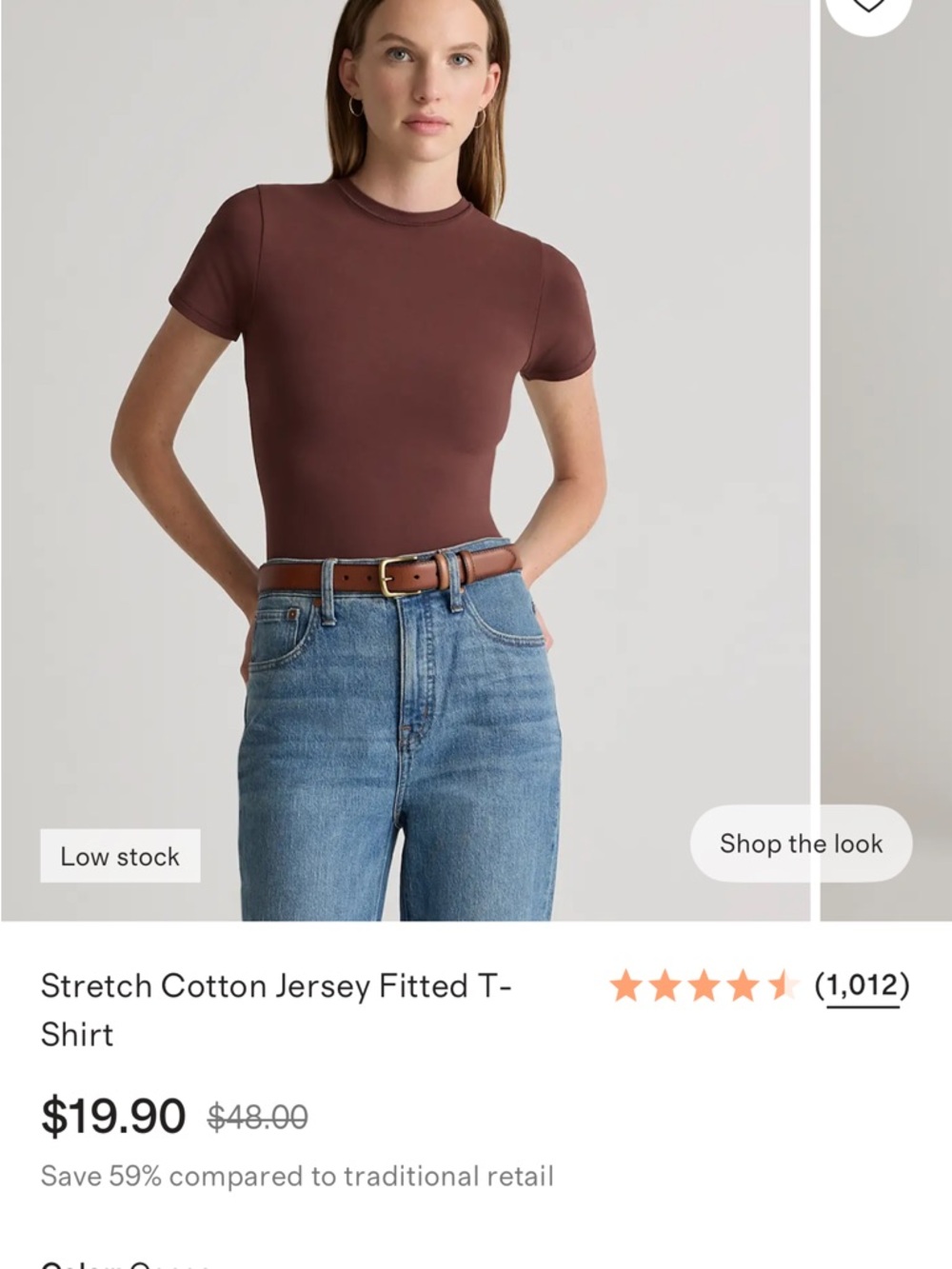 Quince Short Sleeve Fitted Crewneck Tee — Brown